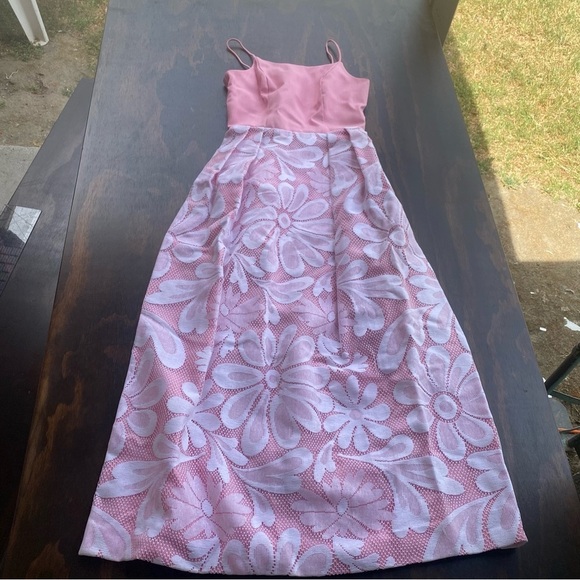 Vintage Handmade Pink Floral Women’s Spaghetti Straps Maxi Dress - Picture 12 of 15